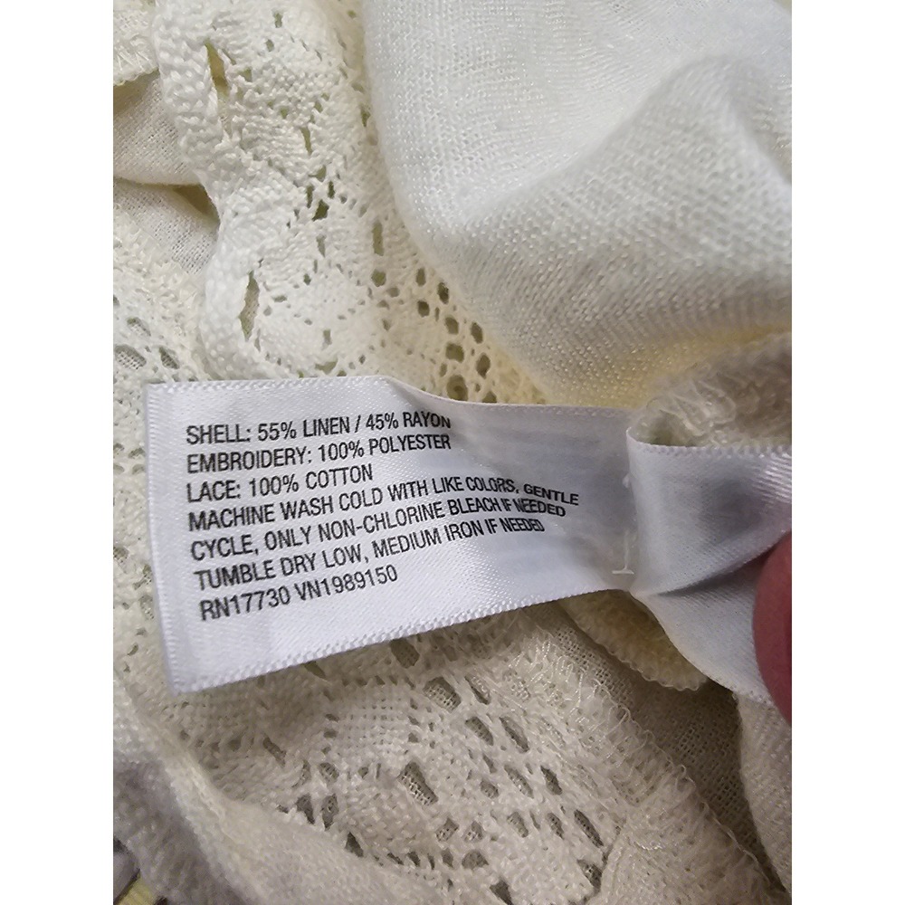 Universal Thread Womens Embroidered Tank Top White Linen Blend Casual Size 1X - Picture 5 of 7